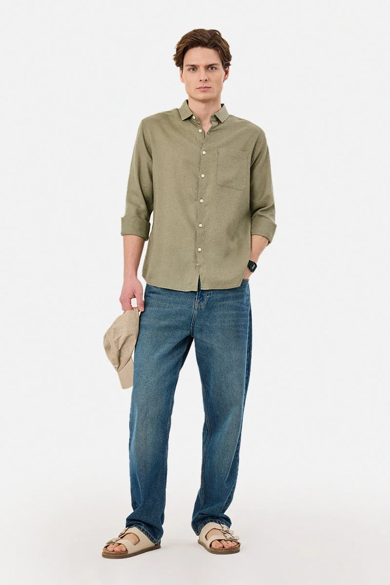 SNITCH Linen Blend Regular Fit Shirt